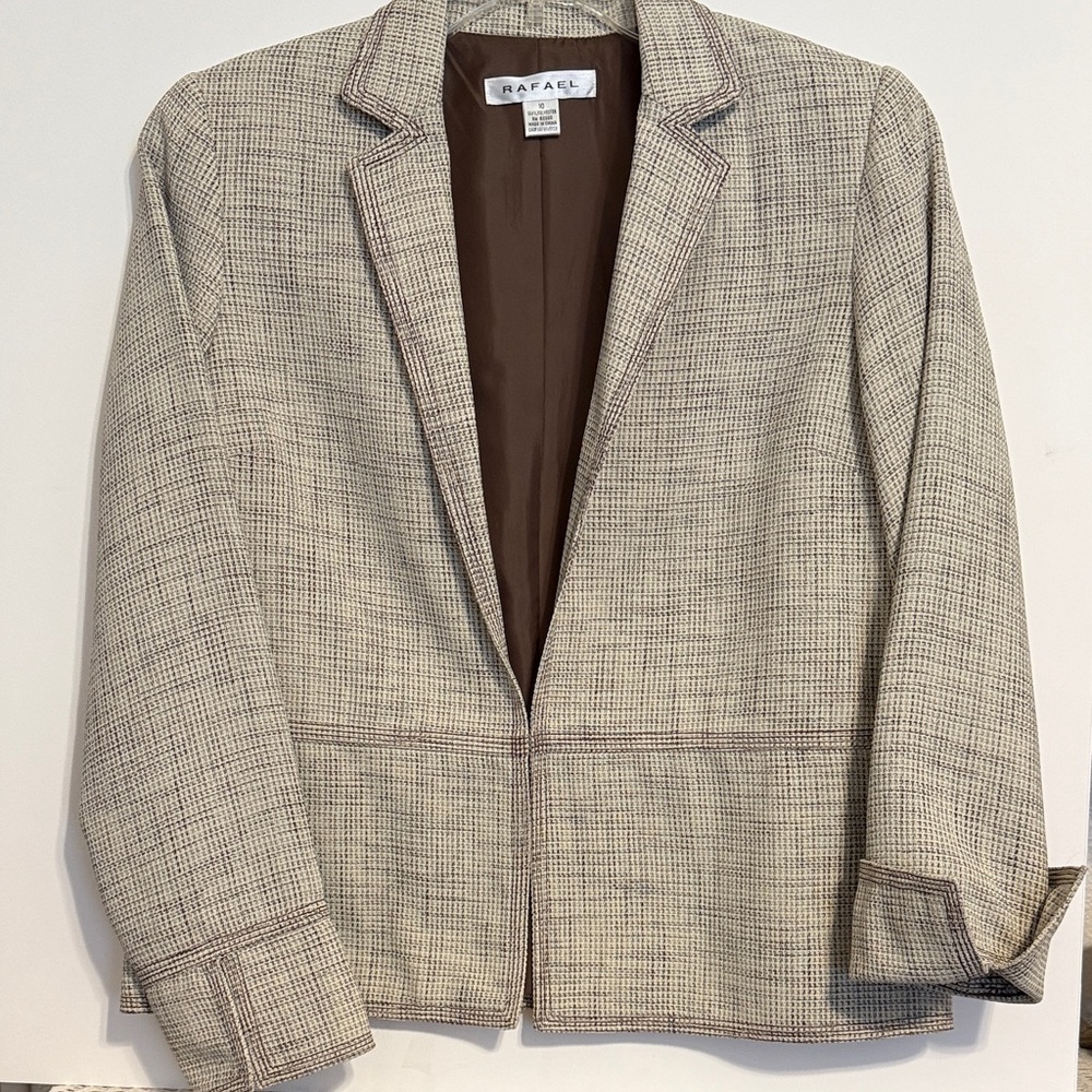 Rafael Textured Blazer in Cream and Brown
